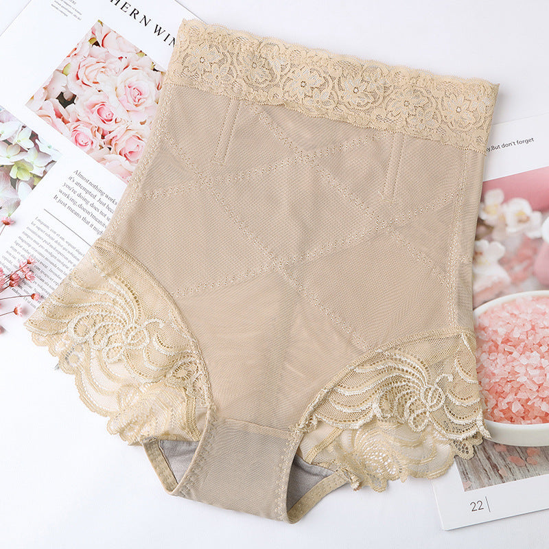 Women's High Waist Slimming Underwear with Flower Lace