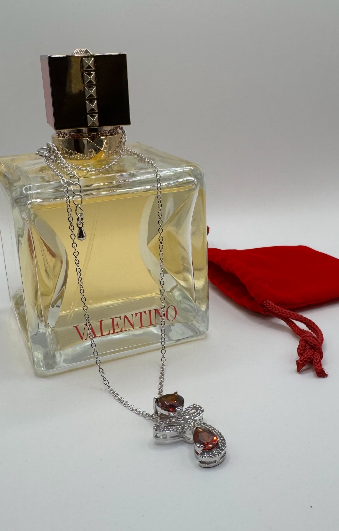 3.2 ct Cubic Zirconia Garnet Rhodium Necklace