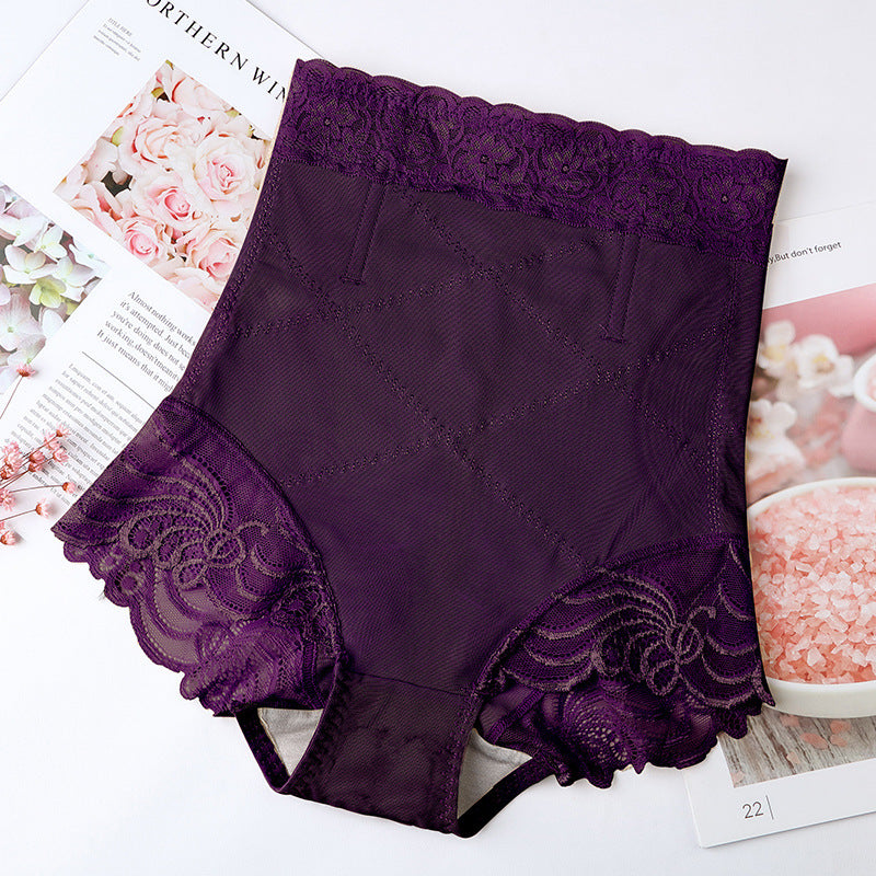 Women's High Waist Slimming Underwear with Flower Lace