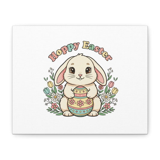 Hoppy Easter Bunny Canvas | pastel spring, vintage Easter cottagecore