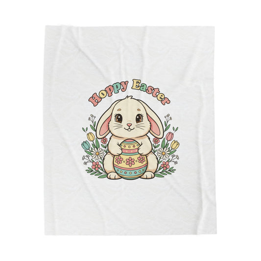 Hoppy Easter Bunny Plush Blanket | pastel spring, cottagecore