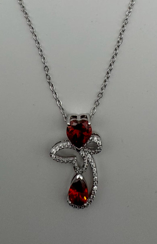 3.2 ct Cubic Zirconia Garnet Rhodium Necklace